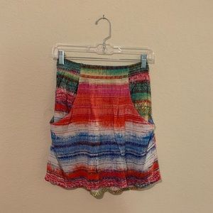 Colorful Pattern Mini Skirt with Pockets
